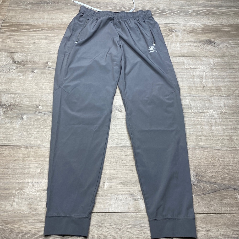 Umbro Track Pants Mens M Grey Zipper Pockets Cuffs Soccer Athletic Training